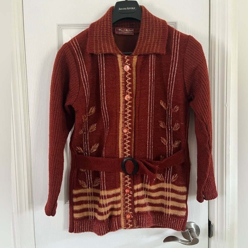 Vintage K-Lite embroidered shimmer sweater- Size M